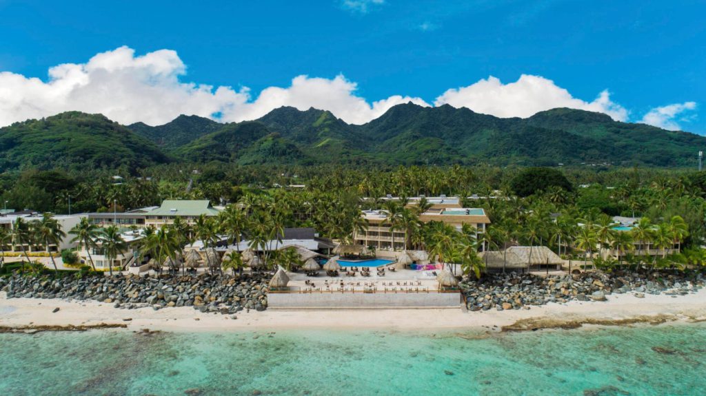Edgewater Resort aerial shot. Credit cook islands travel