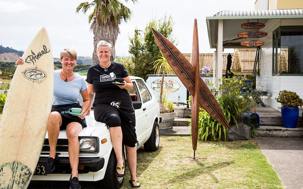 Surf Shack Eatery and its co-owners, Jo and Pip. Credit Supplied