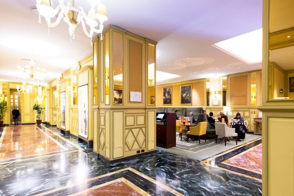 Marble lobby magnificence at Principe di Savoia Hotel, Milan
